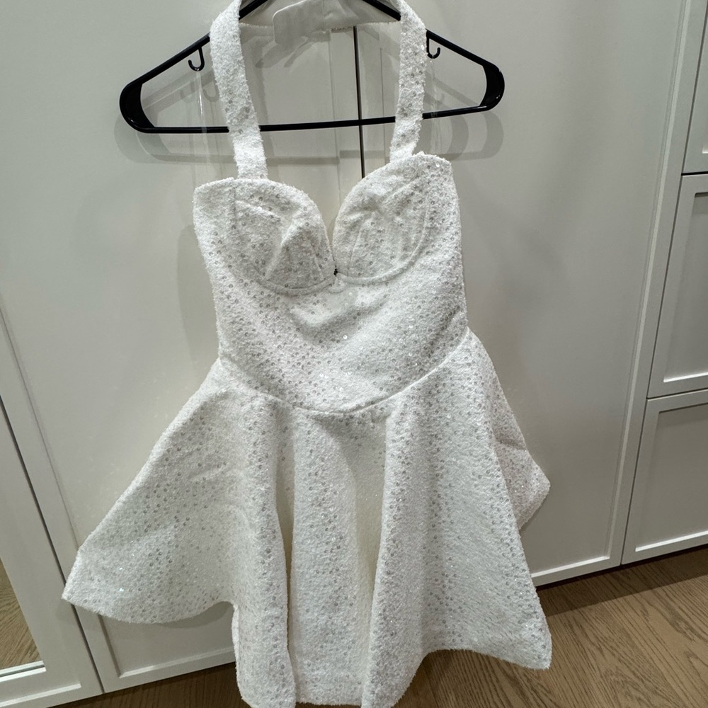 Elegant White Sequin Dress